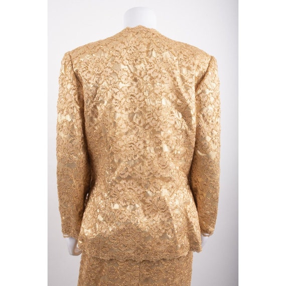 Vintage Jovani Womens Gold Lace Pencil Skirt Set … - image 5