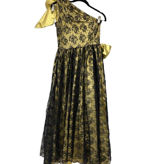 chinese dress ladies Gold Evening Dress with Black Lace XL / Gold main image 0