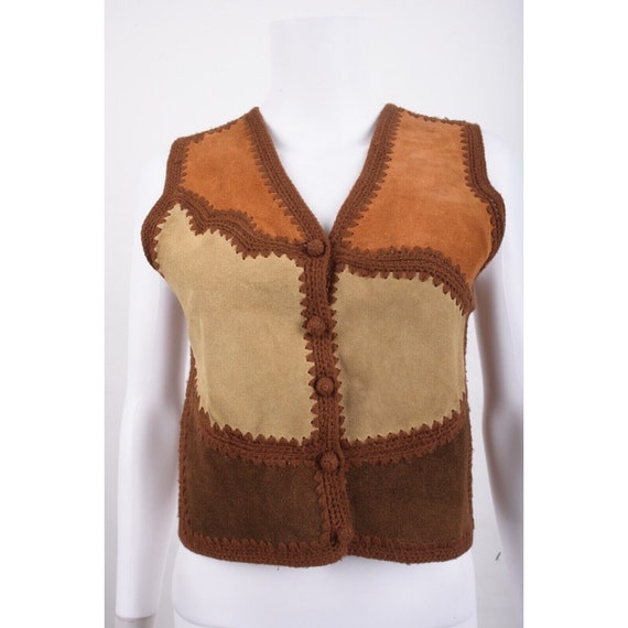 Vintage Calart Imports 70s Women Brown Leather Sw… - image 1