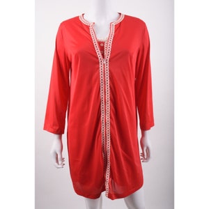 Vintage Womens Peignoir Babydoll Nightgown xs Pajama set + Robe Red Lace Trim Short 70s
