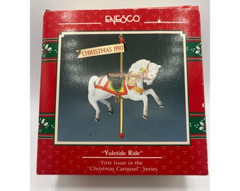 Enesco Christmas Ornament Yuletide Ride Christmas Carousel 1990 new