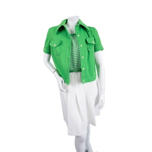 Vintage Jonathan Logan Abito a due pezzi e Blazer Set Donna Piccola S Gingham Verde Bianco