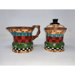 Peggy Fairfax Herrick House of Hatten Creamer & Sugar 2pc Set Christmas Snowman Holiday