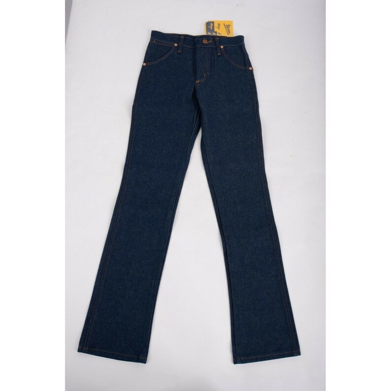 Vintage 70s Wrangler Jeans Straight leg Student Regular Cut 26 x 32 Juniors 5-6 image 1