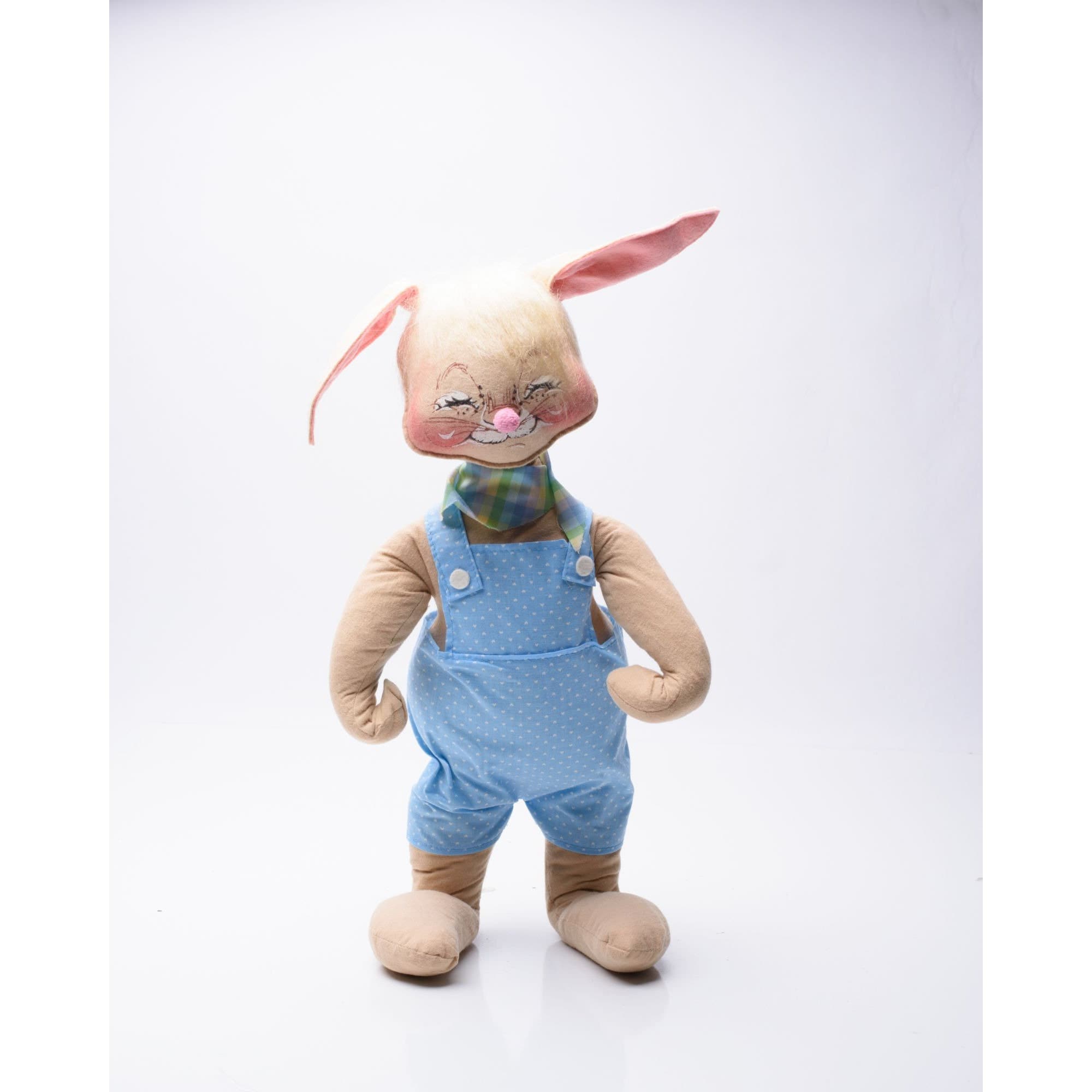 Annalee Doll Cloth 18" Easter Bunny Rabbit Man Overalls Polka Dot 1982