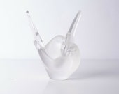 Lalique France Sylvie Doves Love Birds Swan Crystal Vase Bowl Hand Signed 12258