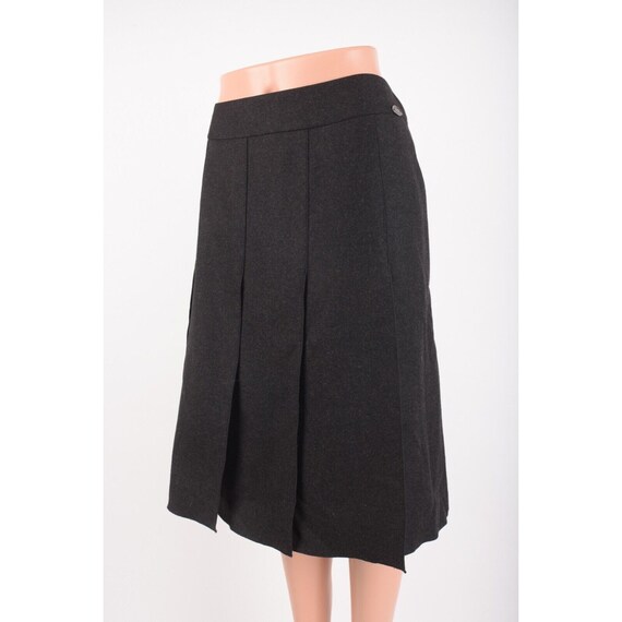 Chanel Womens Pleated Skirt Wool Cashmere Charcoa… - image 3