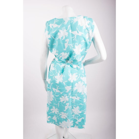 1960s Vintage Belted Floral Dress Shift Blue Mid-… - image 3