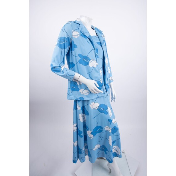 Vintage Long Floral Maxi Dress Blazer Shirt 2 Pc … - image 2