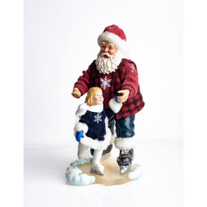 Possible Dreams Clothtique Skating Lesson Santa Christmas Figurine Girl 713227