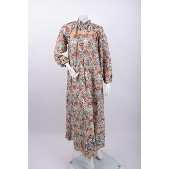 1970's Floral House Dress Maxi Muumuu Kaftan by L… - image 1