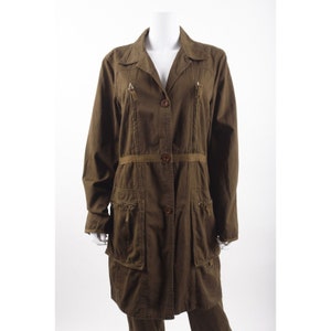 Vintage Johnny Was Womens 2PC Oversized Army Field Jacket L Cargo Joggers Sz 6