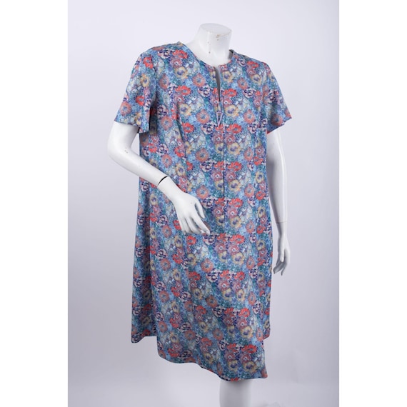 Vintage Floral Housecoat Shift Dress Women's Larg… - image 1