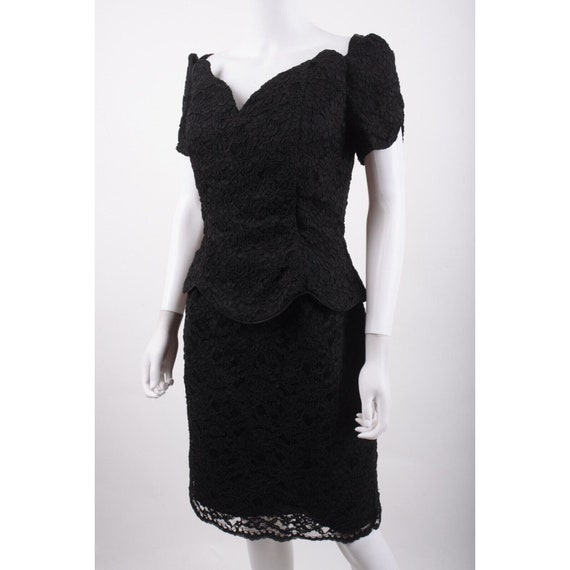 Vintage 80s Jessica McClintock Dress Black Lace O… - image 4