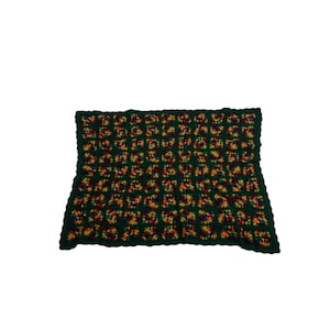 Handmade Granny Square Afghan Crochet Blanket Throw Green Multicolor 46 x 36&quot;
