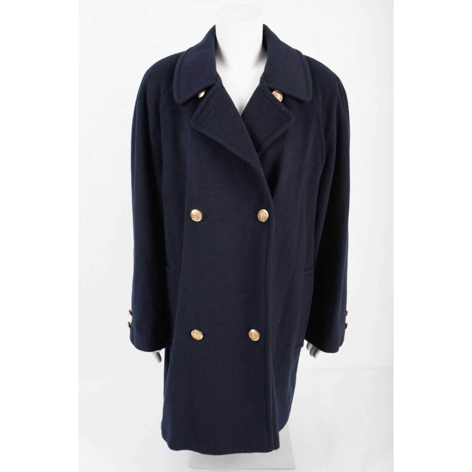 Vintage Talbots Womens Pea Coat Sz 14 Navy Wool Double Breasted USA