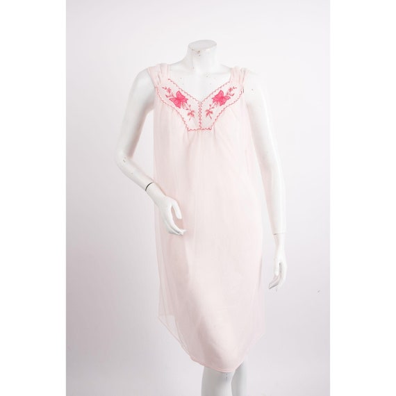 1970s Aristocraft Night Gown Embroidered Babydoll 