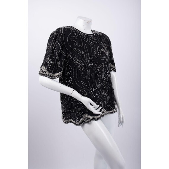 Laurence Kazar Vintage Beaded Formal Blouse Top B… - image 3