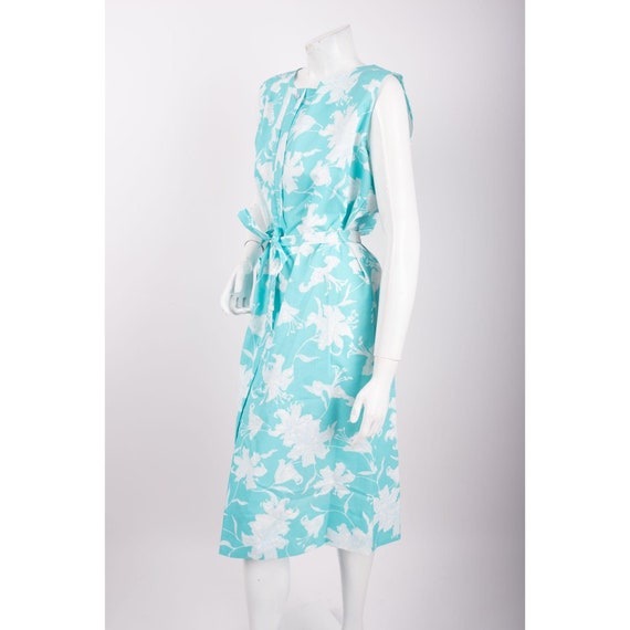 1960s Vintage Belted Floral Dress Shift Blue Mid-… - image 7