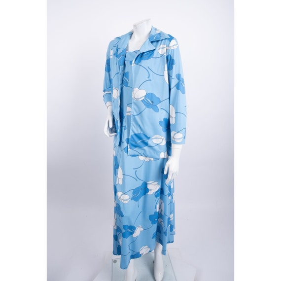 Vintage Long Floral Maxi Dress Blazer Shirt 2 Pc … - image 6