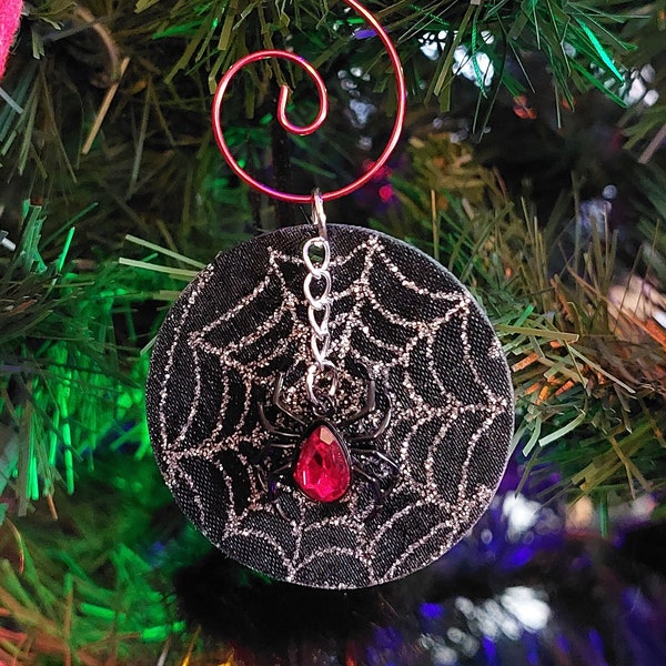Spider on Spiderweb Christmas Ornament