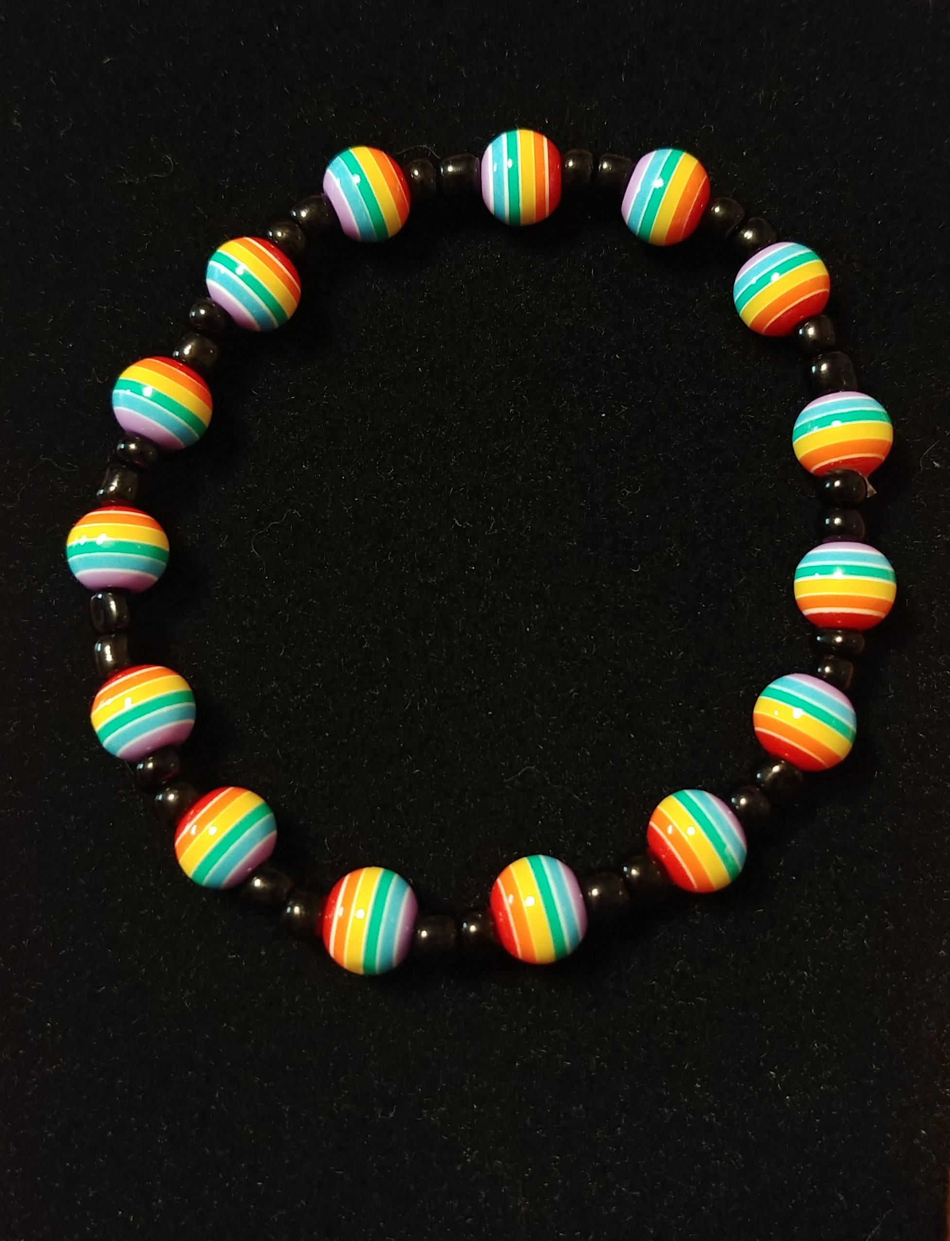 Gay Pride Rainbow Bead Stretch Bracelet Etsy