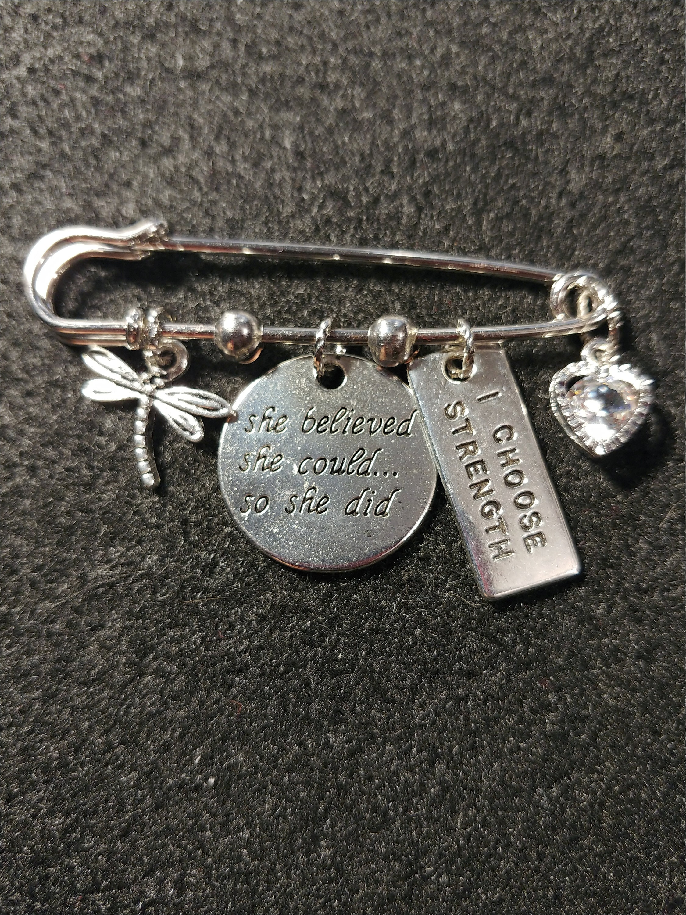 Safety Pin Brooch with Dangle Charms Assorted Variety Etsy