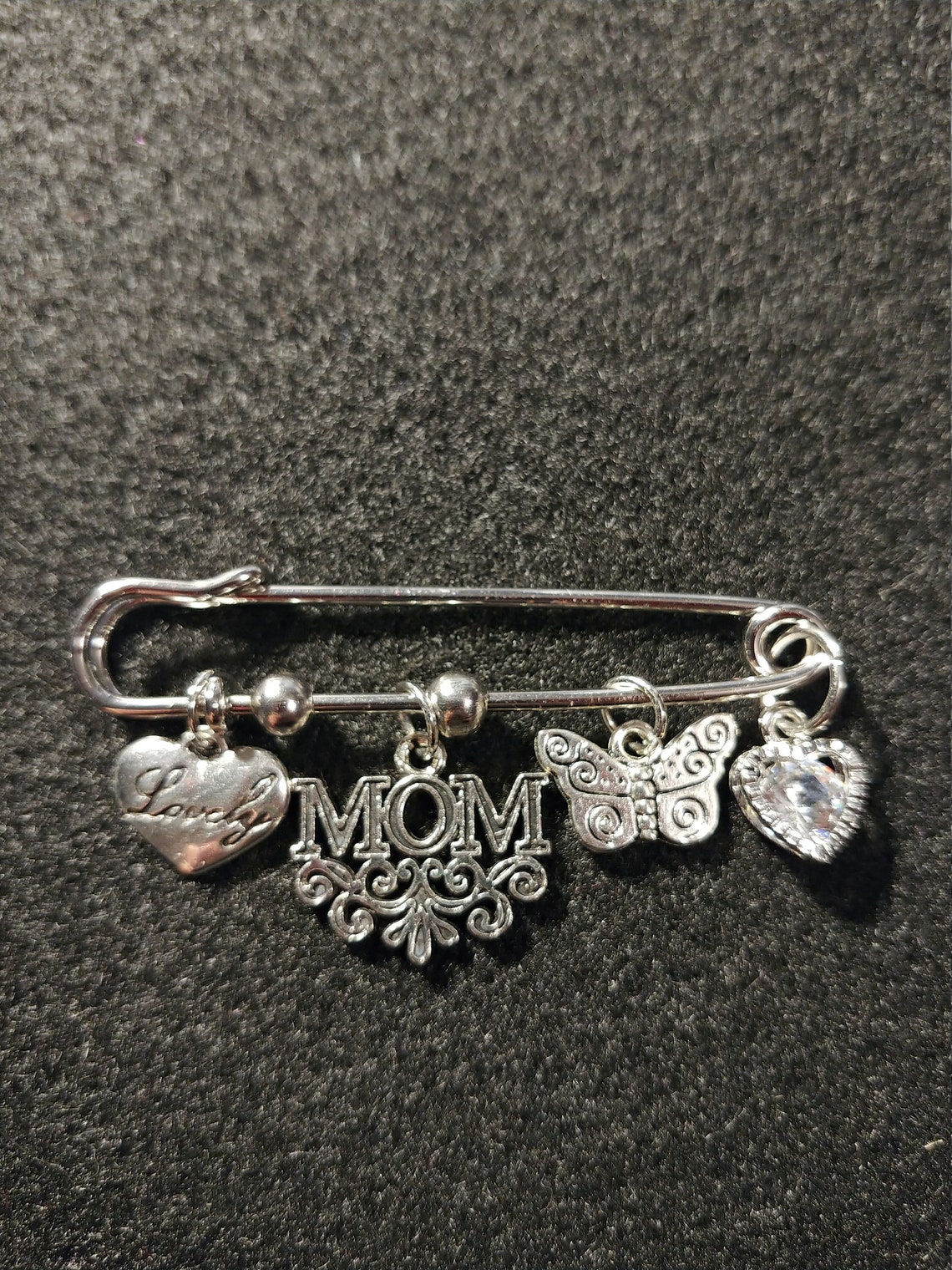 Safety Pin Brooch with Dangle Charms Assorted Variety Etsy