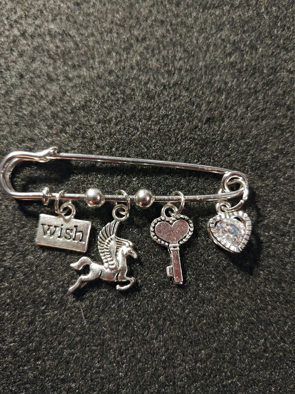 Safety Pin Brooch with Dangle Charms Assorted Variety Etsy