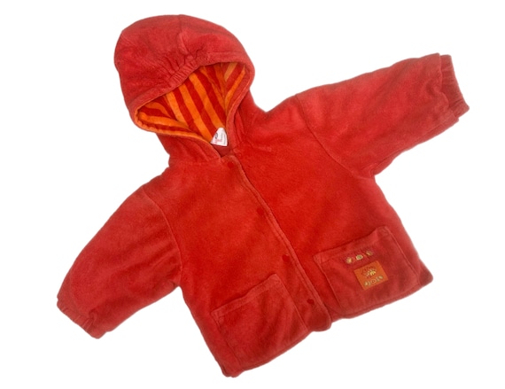 Vintage Bright Orange Baby Hoodie 9 12 Months 6 9 Cardigan 1990s Boy Girl Etsy UK