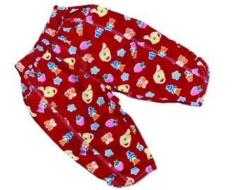 Vintage floral red bright baby girl pants trousers 1990s 6-9 months