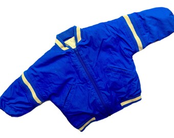Padded jacket bright blue baby girl boy 1980s 9-12 months retro vintage