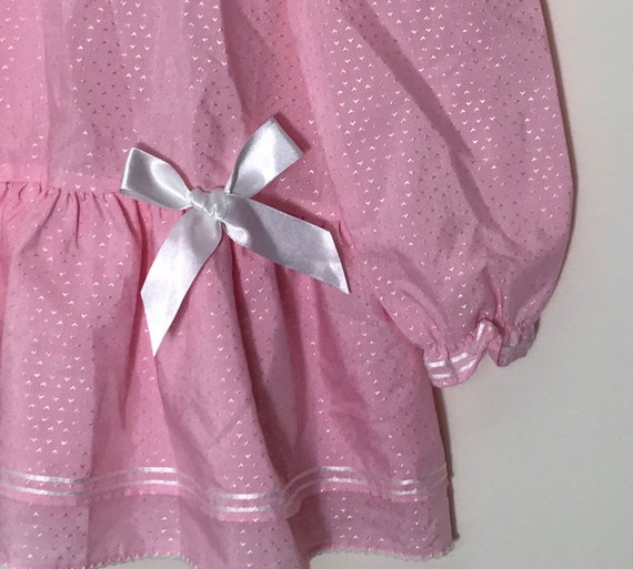 Pink vintage dress girl 2t age 2-3 years hearts s… - image 3