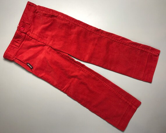 Vintage 1980s Kids Bright Red Corduroy 