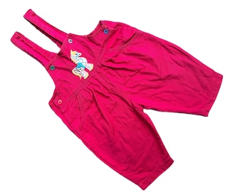 Vintage hot pink overalls baby girl 6-9 months
