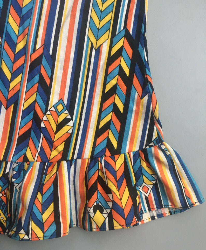 Vintage baby girl dress 1970s geometric 1 2 years