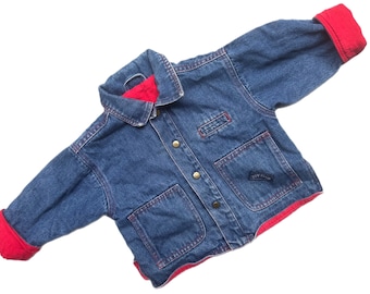 Vintage Padded cotton baby girl boy jacket 1980s 3-6 months blue red