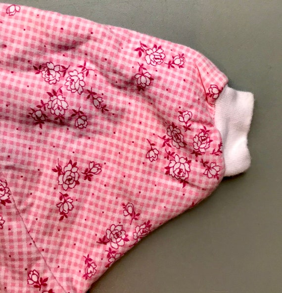 Vintage newborn baby girl pink check floral play suit… Gem