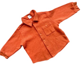 Vintage thick orange boy button down shirt 12-18 months collar 1990s retro