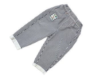 pantalon bébé rayé bleu blanc vintage pantalon fille garçon 12-18 mois rétro années 1990