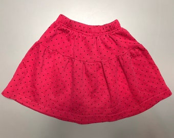 Vintage 1980s pink polka dot skirt girls 6-7 years short mini retro