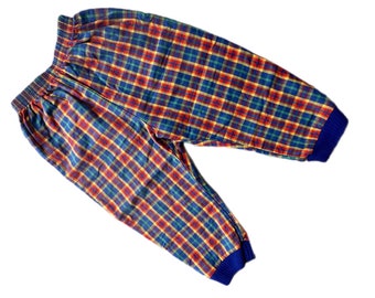 Vintage rainbow plaid pants 18-24 months boy girl 1990s blue yellow red