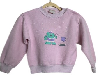 Vintage baby girl Christmas sweatshirt 1980s 12-18 months pink jumper sweater holiday