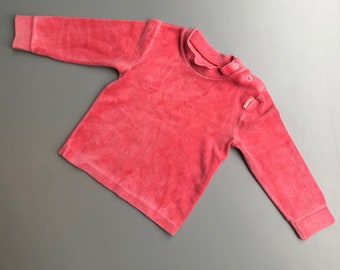 Vintage Velour rosa Pullover Baby Mädchen 18-24 Monate Pullover 1980er Retro