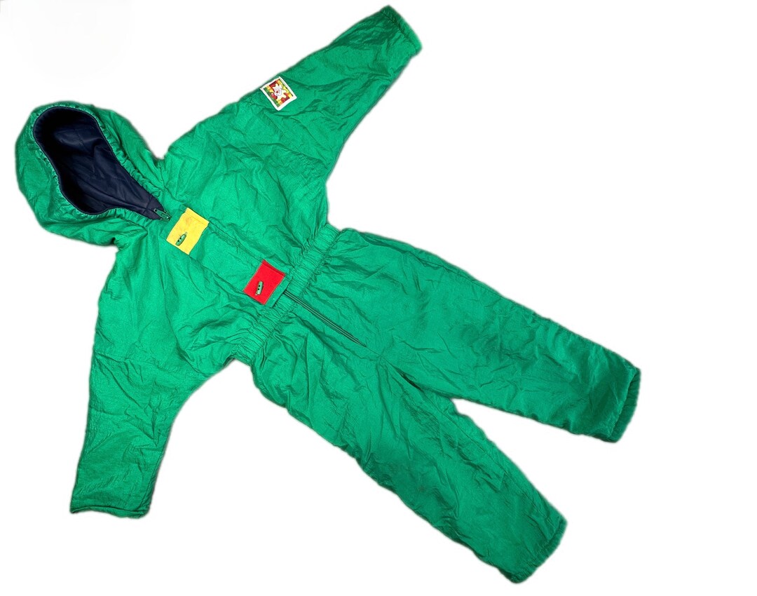 Vintage Snowsuit 1990s Boy 1824 Months Colour Block Jacket Coat Blue
