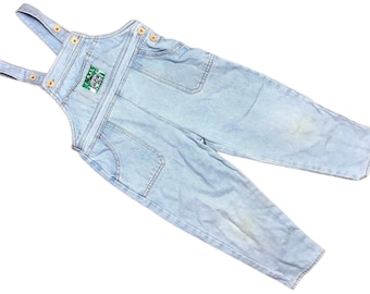 Vintage denim overalls boy girl 2t 2-3 years turn ups dungarees 1990s unisex