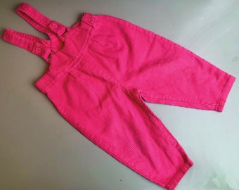 Pink corduroy overalls baby girl 6-9 months retro vintage 1990s