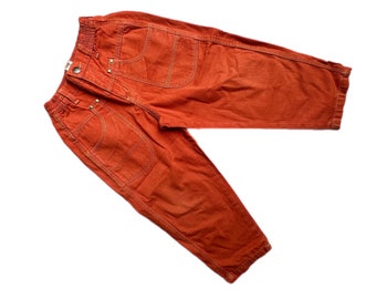 Vintage boys orange trousers 1990s 3t 3-4 years high waisted pants girl retro