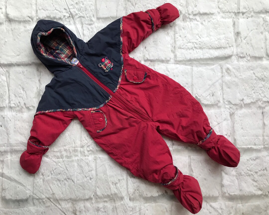 Vintage 1990s Plaid Baby Girl Snowsuit 69 Months Retro Teddy Etsy