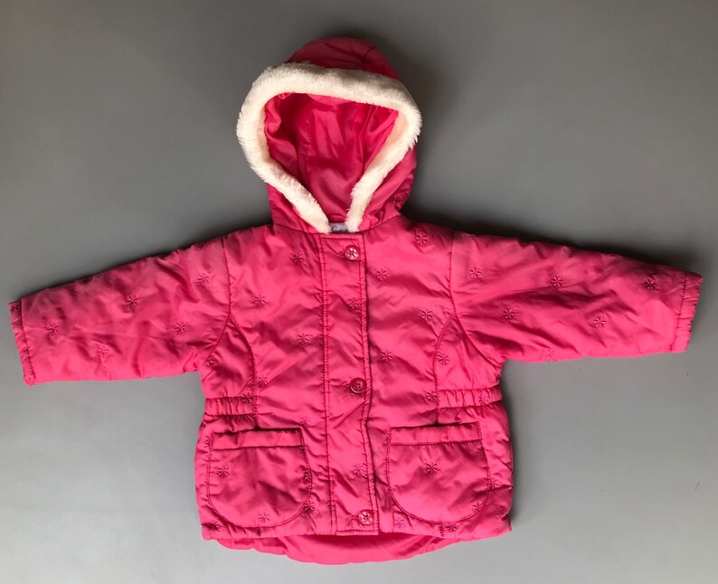 Hot pink Baby girl jacket coat padded 1990s 1218 months retro Etsy
